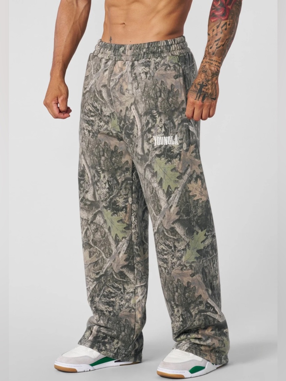 YoungLA 2133 Tree Camo Baggy Sweats, Green Tree Camo, Size M, NWT